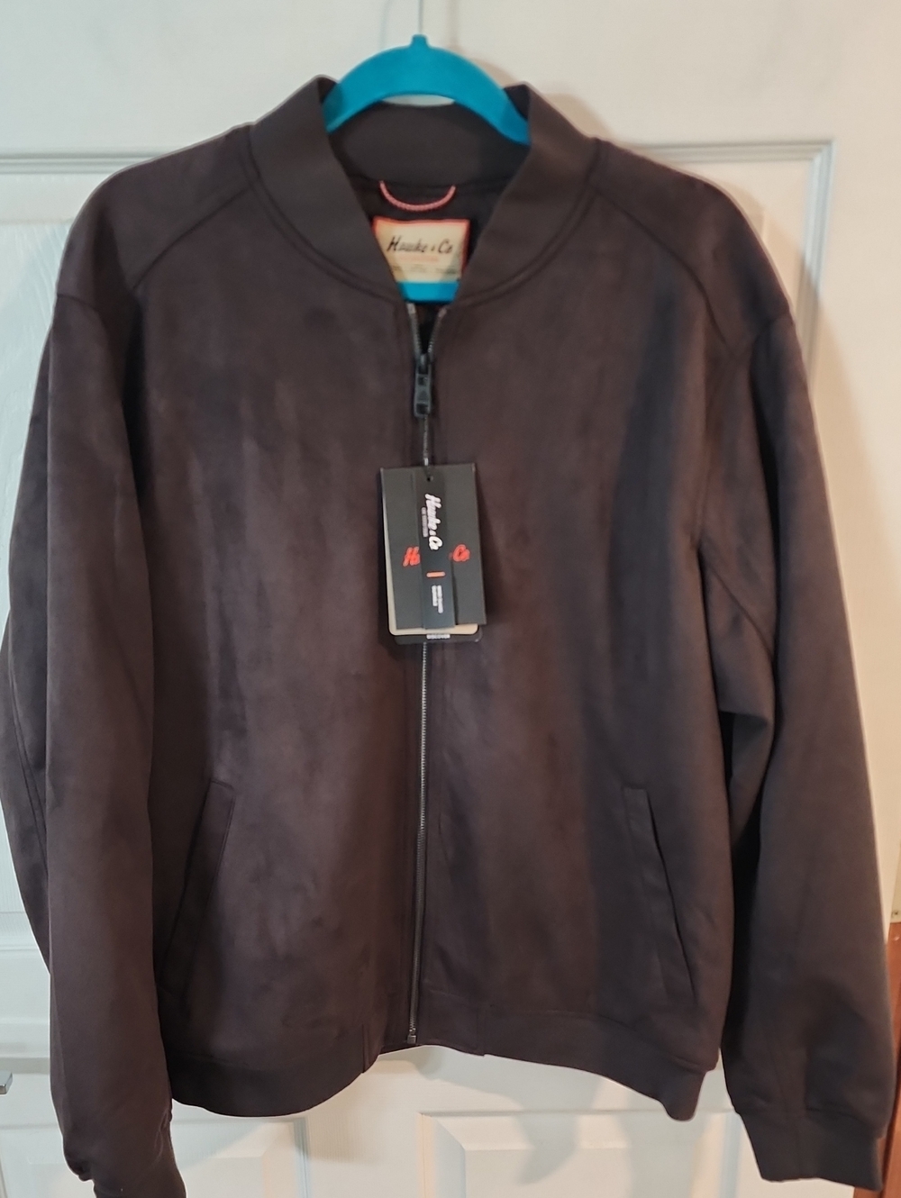 Hawke & Co Dark Brown Suede Bomber Jacket